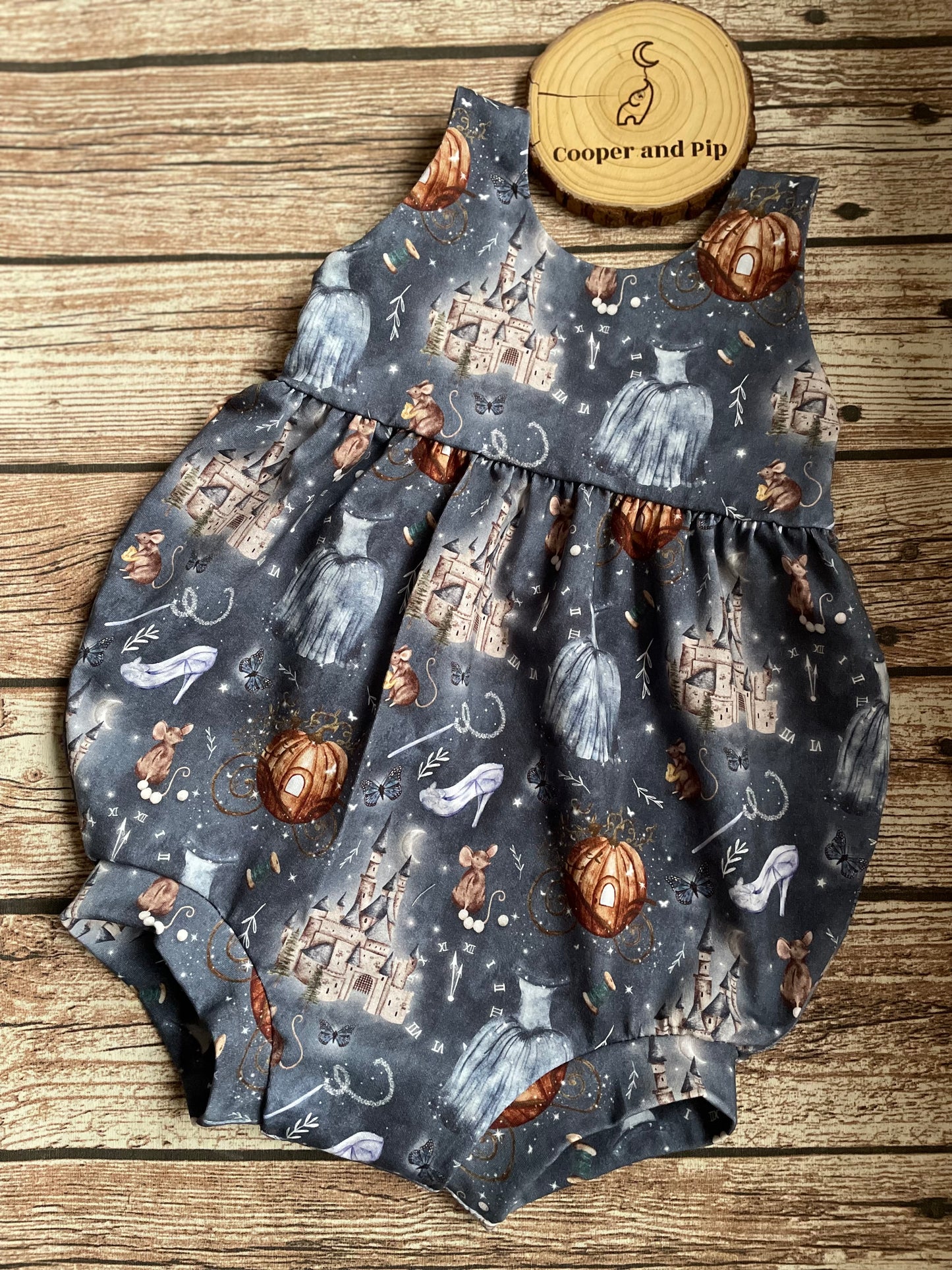 Gathered bubble romper-silent night