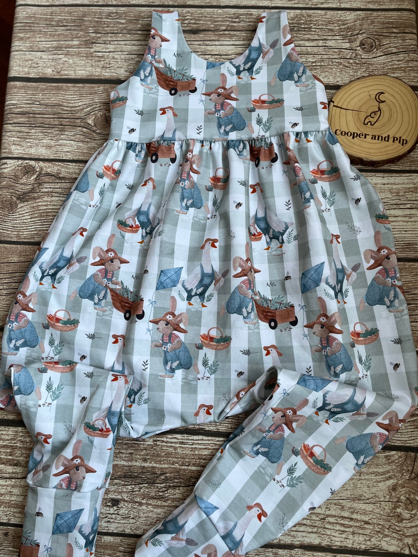 Gathered bubble romper-bunnies