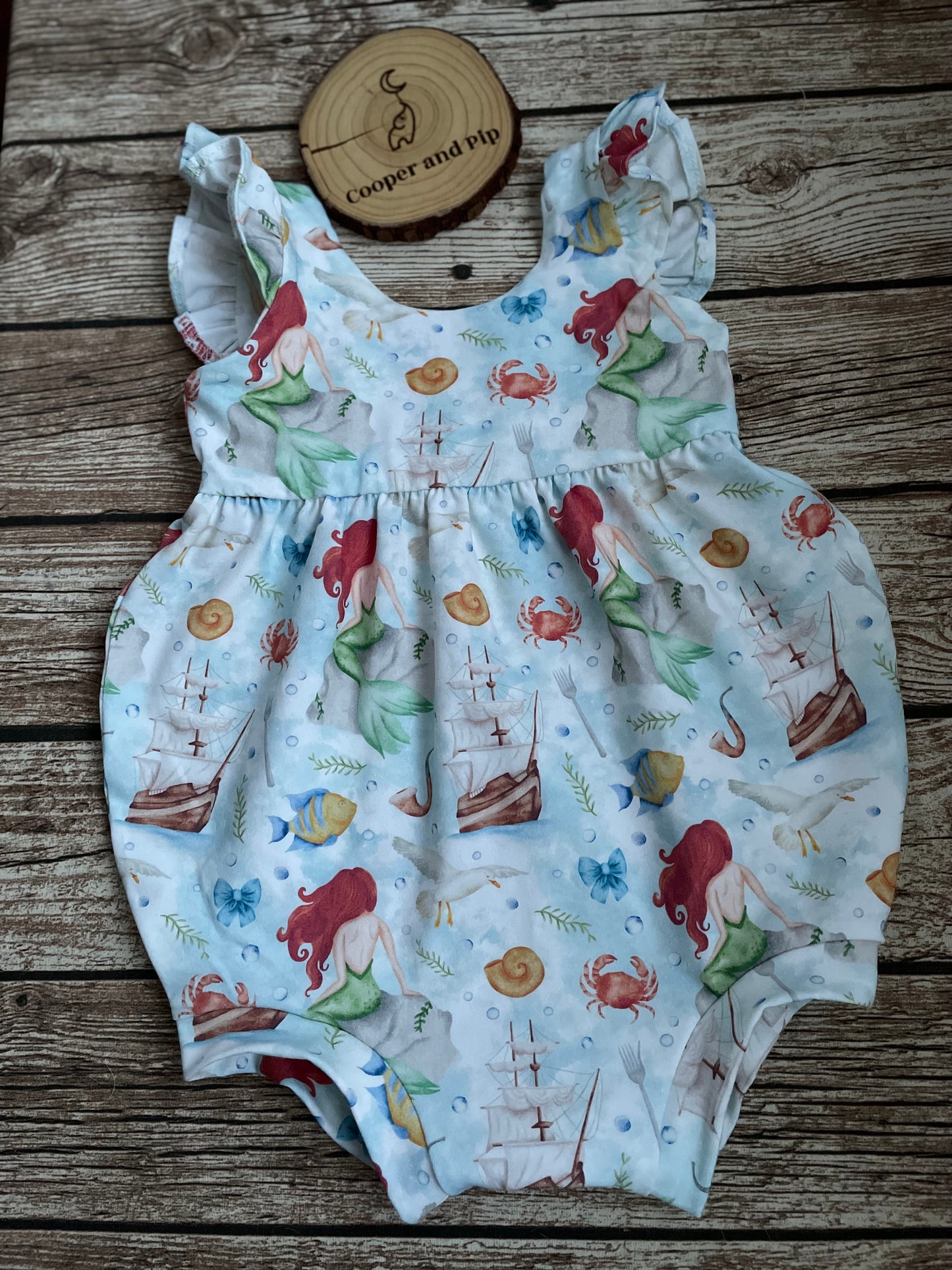 Gathered bubble romper-silent night