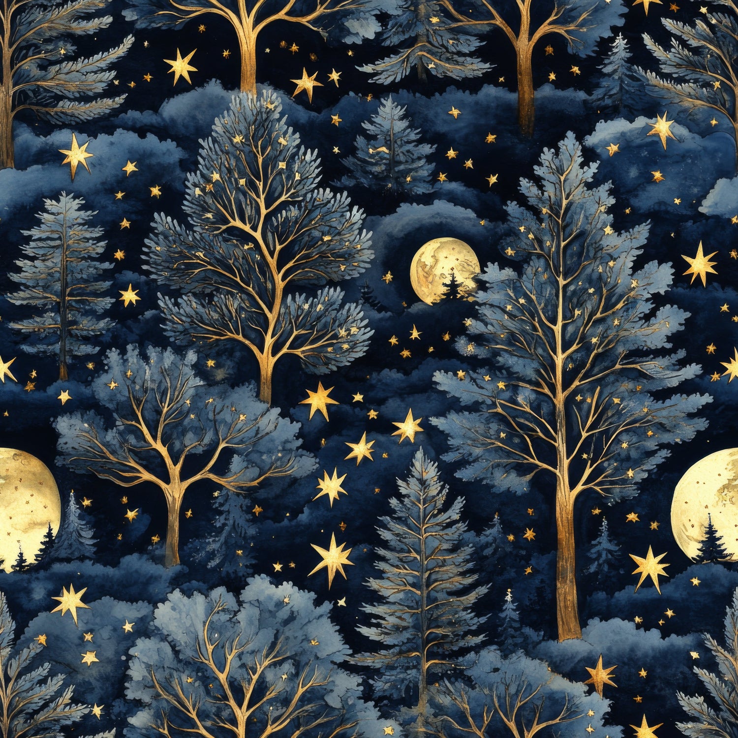Starry night forest