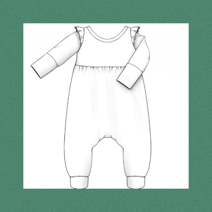 Long sleeve bubble romper-camping