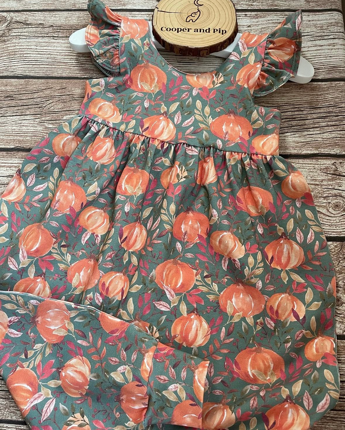 Gathered bubble romper-pumpkin harvest