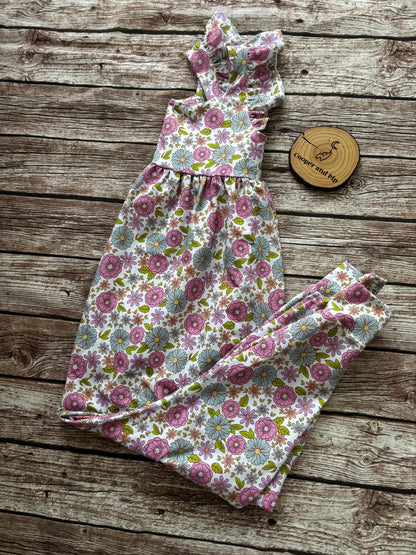 Gathered bubble romper-in the garden