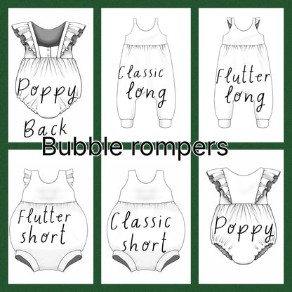 Gathered bubble romper-bows