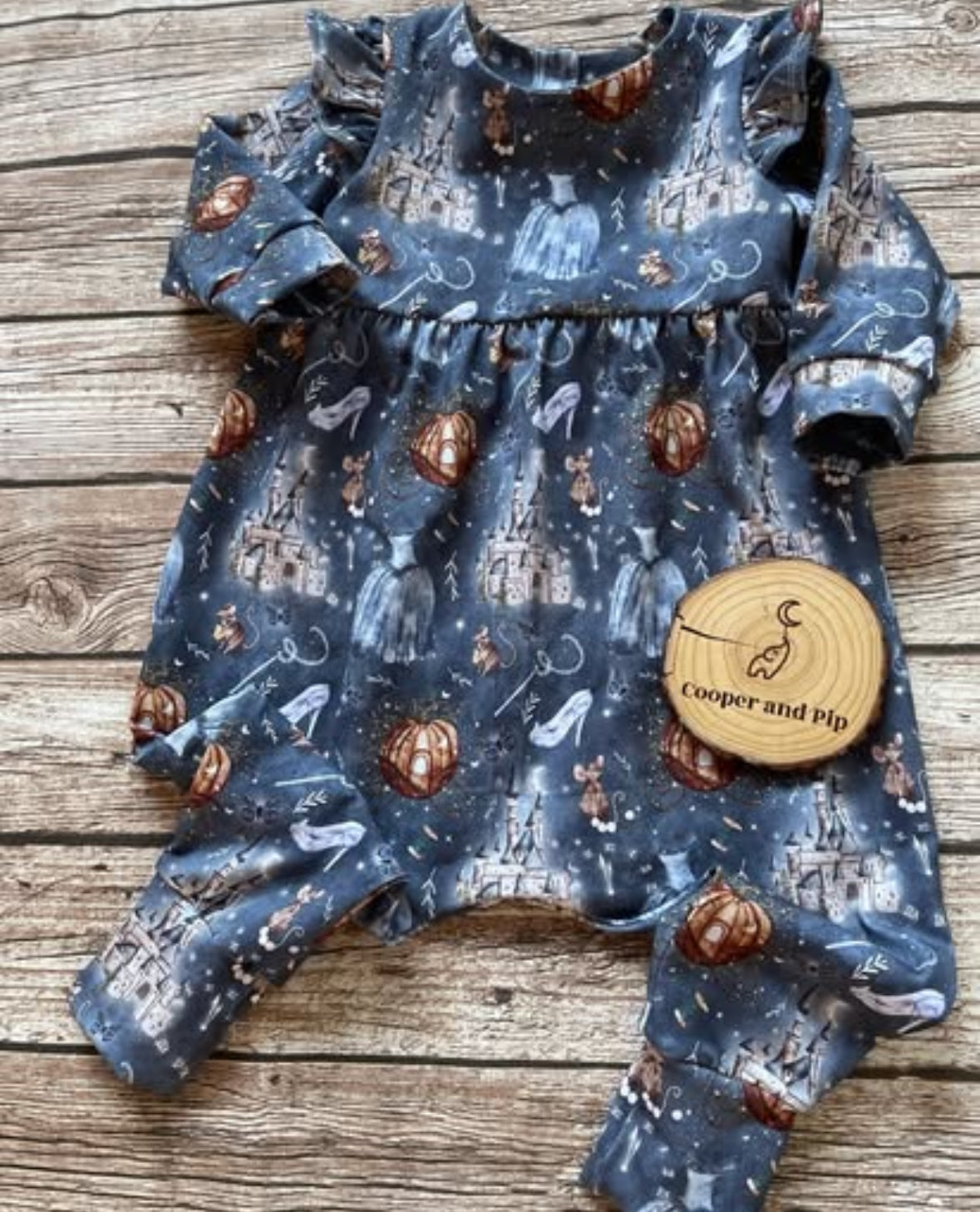 Long sleeve bubble romper-silent night