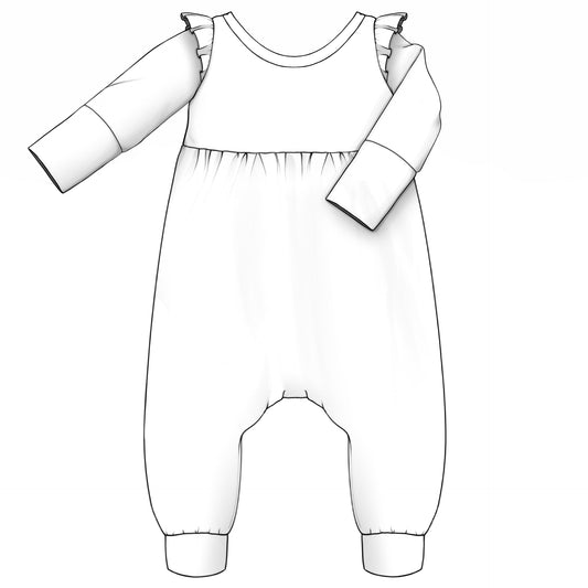 Long sleeve bubble romper-Daisy