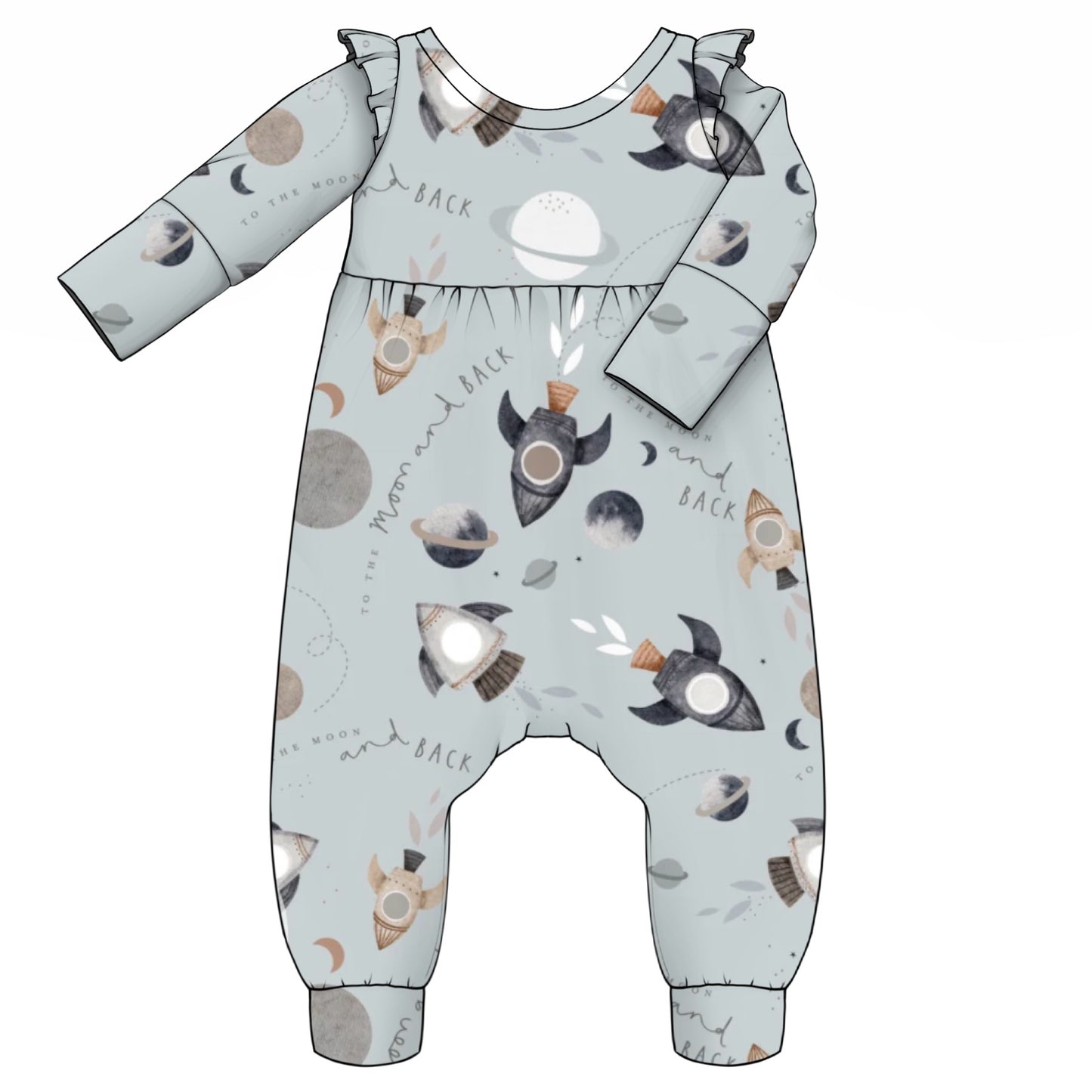 Long sleeve bubble romper-silent night